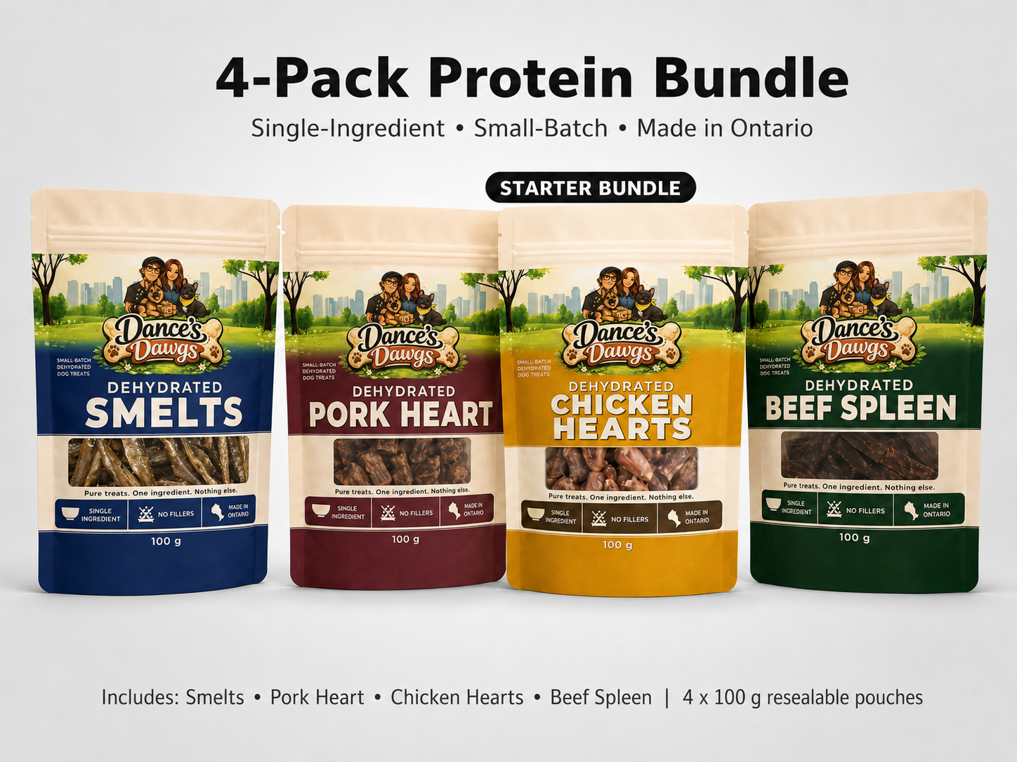 4-Pack Protein Bundle – 100g Each (Chicken, Beef, Salmon, Venison)