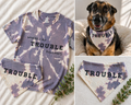 Matching Dog & Owner Shirt + Bandana Set – “Trouble Follows”